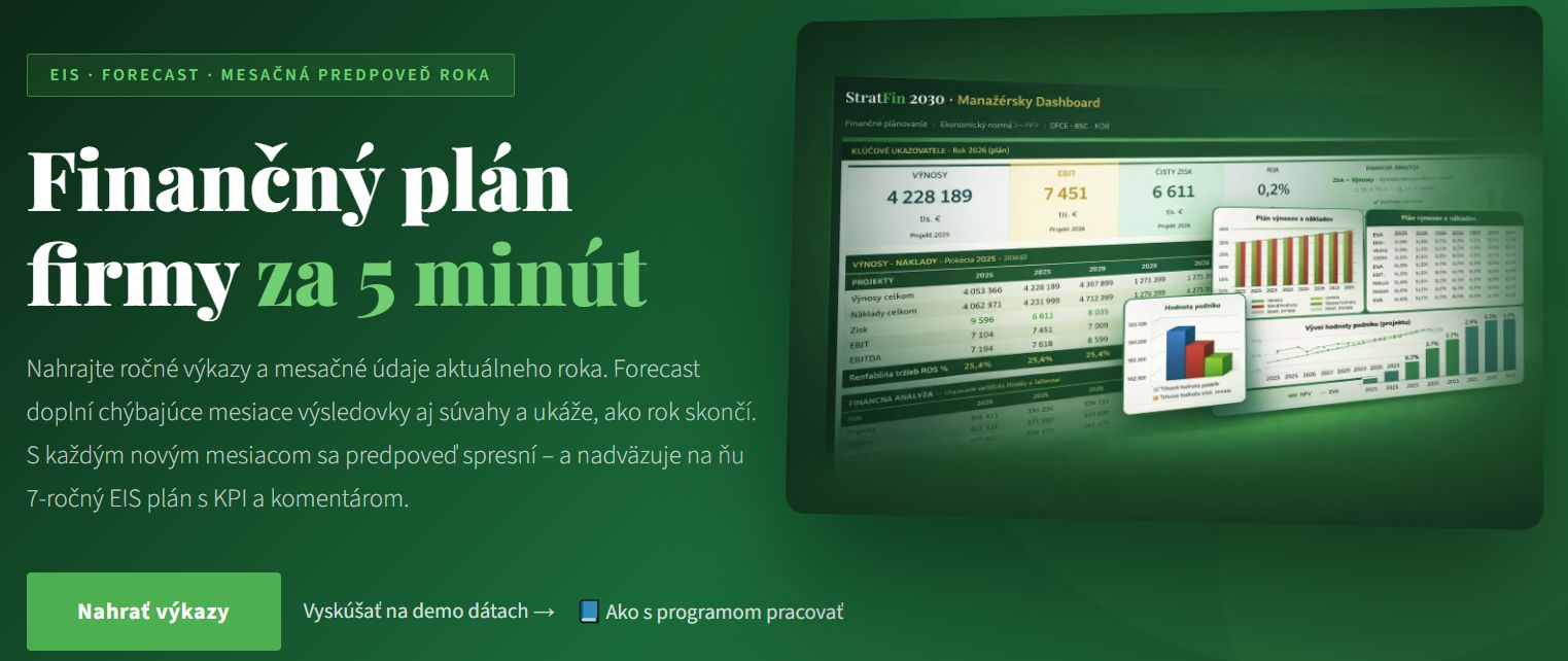 StratFin 2030 – finančný plán firmy a manažérsky dashboard